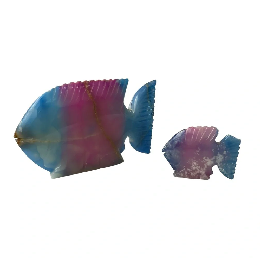 Pakistan‎ Hand Crafted Colorful Genuine Onyx Stone Fish Figure